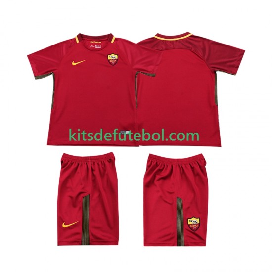 Camisola Retrô AS Roma - Criança Equipamento principal 2017 2018 Mangas Curtas