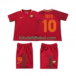 Camisola Retrô AS Roma Totti 10 - Criança Equipamento principal 2017 2018 Mangas Curtas