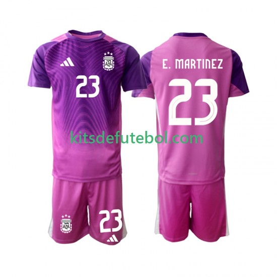 Camisola de Guarda-redes Seleção da Argentina Emiliano Martinez 23 Criança Equipamento principal 2025 Mangas Curtas