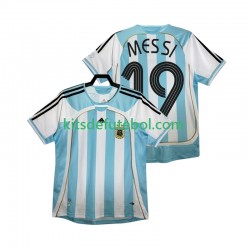 Camisola Retrô Seleção da Argentina MESSI 19 Homem Equipamento principal 2006 Mangas Curtas