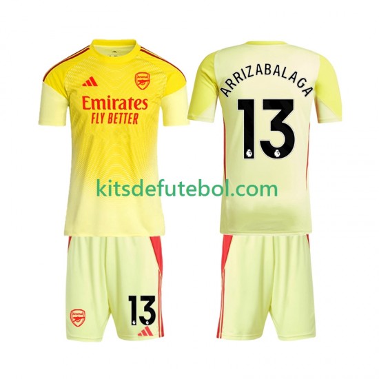 Camisola de Guarda-redes Arsenal Kepa Arrizabalaga 13 Criança Equipamento principal 2025-2026 Mangas Curtas