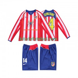 Camisola Retrô Atlético Madrid SIMEONE 14 Criança Equipamento principal 2004 2005 Mangas Compridas