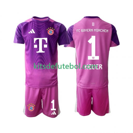 Camisola de Guarda-redes Bayern de Munique Manuel Neuer 1 Criança Quarto equipamento 2025-2026 Mangas Curtas