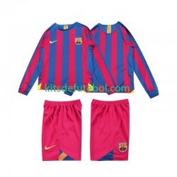 Camisola Retrô FC Barcelona Criança Equipamento principal 2005 2006 Mangas Compridas