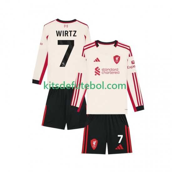 Camisola Liverpool Florian Wirtz 7 Criança Equipamento alternativo 2025-2026 Mangas Compridas