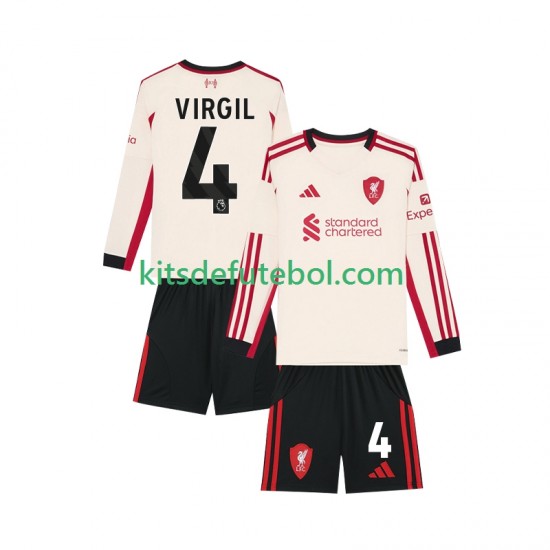 Camisola Liverpool Virgil van Dijk 4 Criança Equipamento alternativo 2025-2026 Mangas Compridas