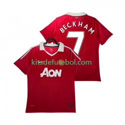 Camisola Retrô Manchester United BECKHAM 7 Homem Equipamento principal 2010 2011 Mangas Curtas