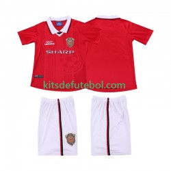 Camisola Retrô Manchester United Criança Equipamento principal 1999 2000 Mangas Curtas