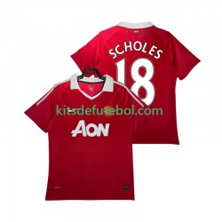 Camisola Retrô Manchester United SCHOLES 18 Homem Equipamento principal 2010 2011 Mangas Curtas