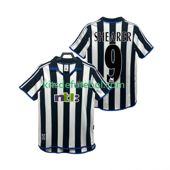 Camisola Retrô Newcastle United SHEARER 9 Homem Equipamento principal 2000 2001 Mangas Curtas