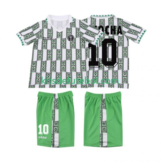 Camisola Retrô Seleção da Nigeriana OKOCHA 10 Criança Equipamento alternativo 1994 Mangas Curtas