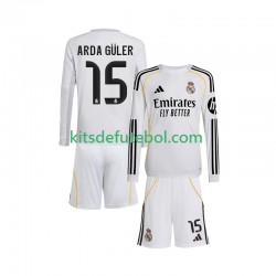 Camisola Real Madrid Arda Guler 15 Criança Equipamento principal 2025-2026 Mangas Compridas