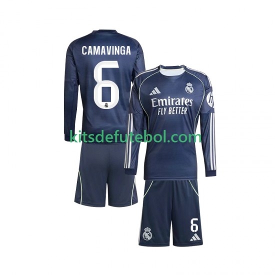 Camisola Real Madrid Camavinga 6 Criança Equipamento alternativo 2025-2026 Mangas Compridas