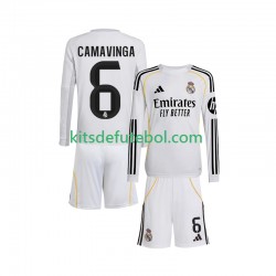 Camisola Real Madrid Camavinga 6 Criança Equipamento principal 2025-2026 Mangas Compridas