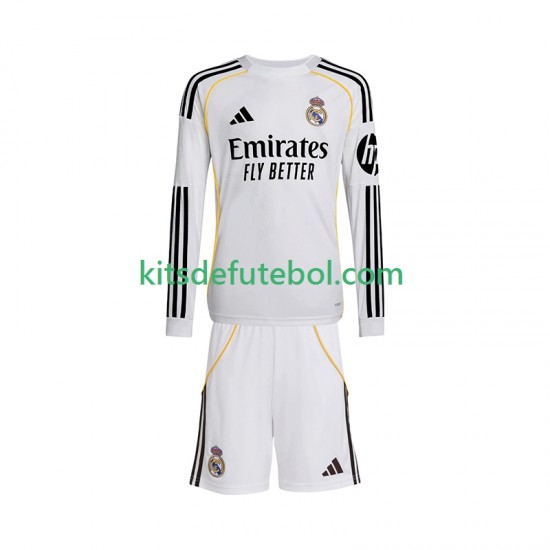 Camisola Real Madrid Criança Equipamento principal 2025-2026 Mangas Compridas