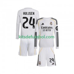 Camisola Real Madrid Huijsen 24 Criança Equipamento principal 2025-2026 Mangas Compridas