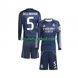 Camisola Real Madrid Jude Bellingham 5 Criança Equipamento alternativo 2025-2026 Mangas Compridas