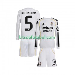 Camisola Real Madrid Jude Bellingham 5 Criança Equipamento principal 2025-2026 Mangas Compridas