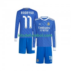 Camisola Real Madrid Rodrygo 11 Criança Terceiro equipamento 2025-2026 Mangas Compridas