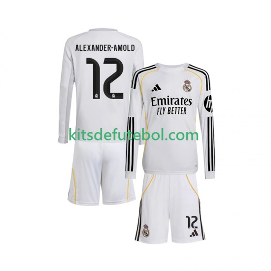 Camisola Real Madrid Trent Alexander-Arnold 12 Criança Equipamento principal 2025-2026 Mangas Compridas