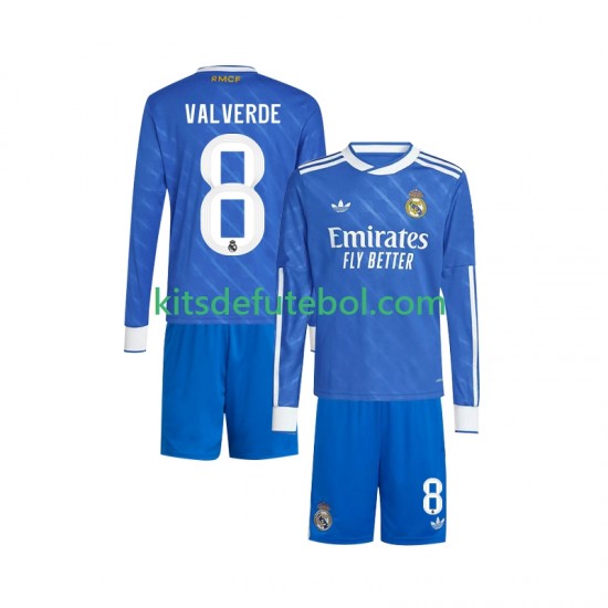 Camisola Real Madrid Valverde 8 Criança Terceiro equipamento 2025-2026 Mangas Compridas