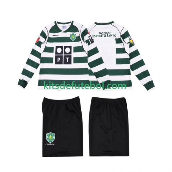 Camisola Retrô Sporting CP Criança Equipamento principal 2001 2003 Mangas Compridas