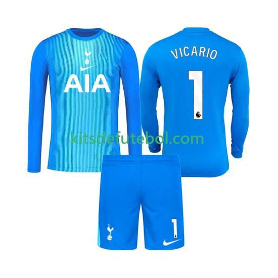 Camisola de Guarda-redes Tottenham Hotspur Guglielmo Vicario 1 Criança Equipamento alternativo 2025-2026 Mangas Compridas
