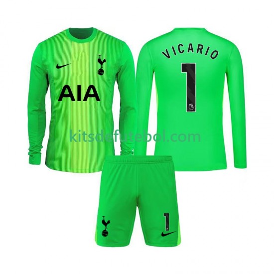 Camisola de Guarda-redes Tottenham Hotspur Guglielmo Vicario 1 Criança Equipamento principal 2025-2026 Mangas Compridas