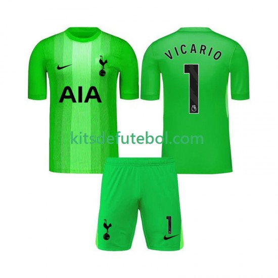 Camisola de Guarda-redes Tottenham Hotspur Guglielmo Vicario 1 Criança Equipamento principal 2025-2026 Mangas Curtas